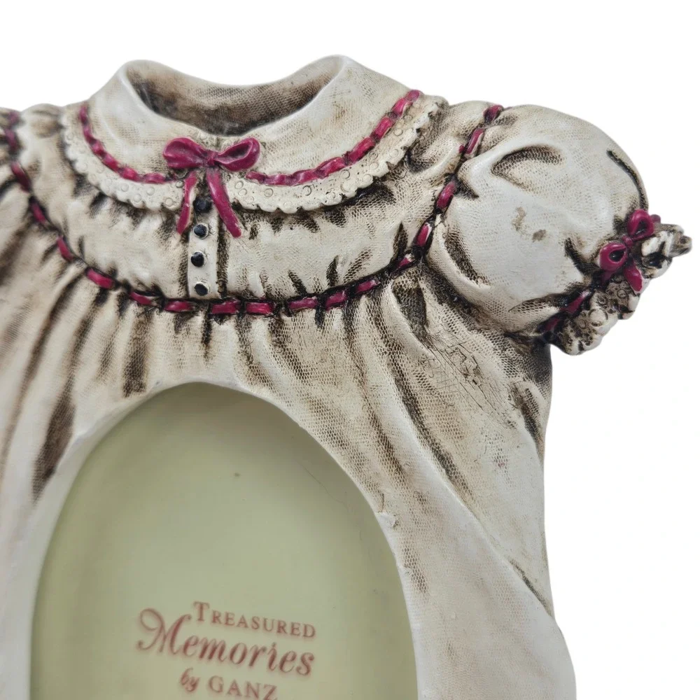 Vtg Ganz Treasured Memories Little Dress w Bonnet Picture Frame Cottage Decor